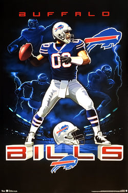 Buffalo Bills "On Fire" NFL QB Action Theme Art Poster - Costacos Sports