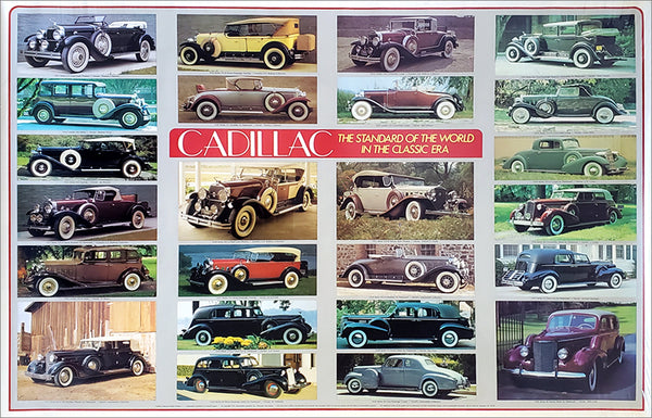 Cadillac Cars Classic Era 1927-1940 Vintage Original 25x38 Wall Poster - Automobile Quarterly 1976