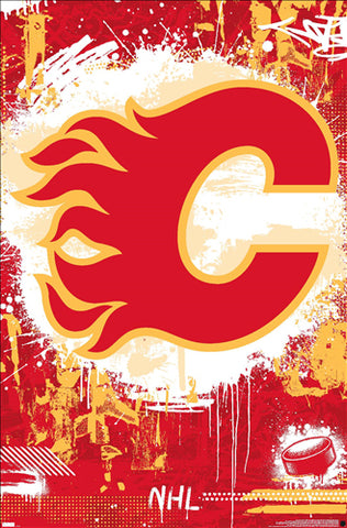 Calgary Flames Official NHL Hockey Team Dynamic Logo Wall Poster - Costacos Sports