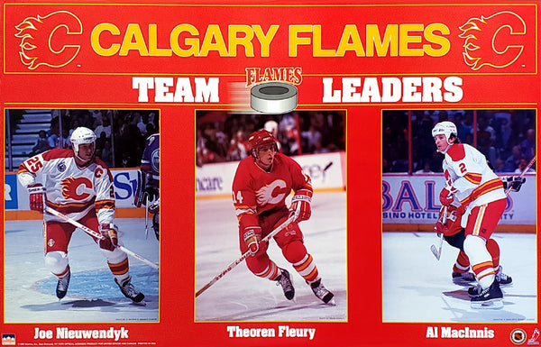 Calgary Flames "Team Leaders" Poster (Nieuwendyk, Fleury, MacInnis) - Starline 1993