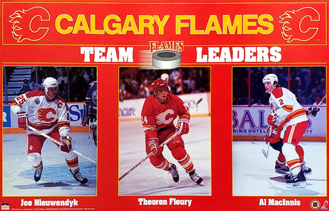 Calgary Flames "Team Leaders" Poster (Nieuwendyk, Fleury, MacInnis) - Starline 1993