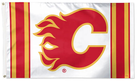 Calgary Flames Vertical-Stripes-Style Official NHL Hockey Team Logo Deluxe 3'x5' Flag - Wincraft Inc.