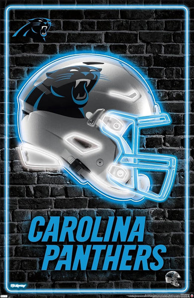 Carolina Panthers Official NFL Football Team Helmet Logo Neon-Style Poster - Costacos Sports