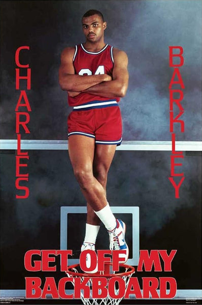 Charles Barkley "Get Off My Backboard" Philadelphia 76ers Vintage Original 1987 NBA Theme Poster - Costacos Final Stock Collection