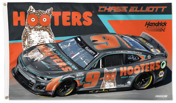 Chase Elliott NASCAR #9 HOOTERS Chevrolet ZL1 Official HUGE 3'x5' Deluxe Flag - Wincraft 2023