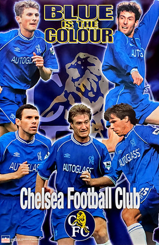 Chelsea FC "Blue is the Colour" EPL Football 5-Player Action Poster - Starline 1999