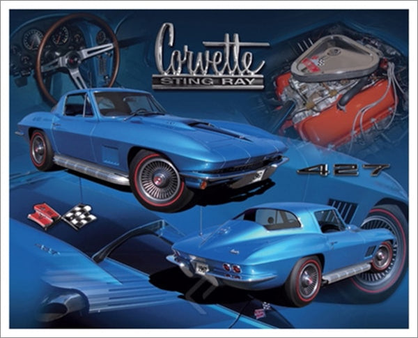 Chevrolet Corvette Sting Ray (1967) Sportscar Autophile Super Collage Poster - Eurographics Inc.