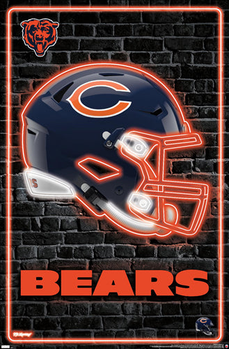 Chicago Bears Official NFL Football Team Logo, Helmet and Script Poster - Costacos Sports