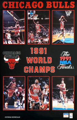 Chicago Bulls 1991 NBA Champions 6-Player Commemorative Poster - Starline Inc.