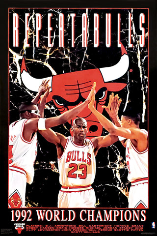 Chicago Bulls 1992 NBA Champions "Repeatabulls" Vintage Original Commemorative Poster - Costacos Final Stock Collection
