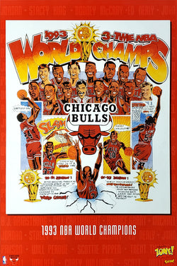 Chicago Bulls 1993 NBA Champions Comic Zone by Salem Sportswear Vintage Original Poster - Costacos Final Stock Collection