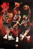 Chicago Bulls "Running of the Bulls" (Michael Jordan, Scottie Pippen, Dennis Rodman) 1996 NBA Action Vintage Poster - Costacos Final Stock Collection