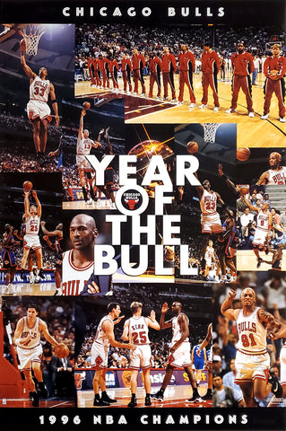 Chicago Bulls 1996 NBA Champions "Year of the Bull" Vintage Original Commemorative Poster - Costacos Final Stock Collection