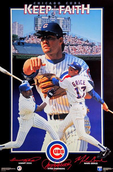 Chicago Cubs "Keep the Faith" (1994) Poster (Ryne Sandberg, Mark Grace, Sammy Sosa) - Costacos Final Stock Collection