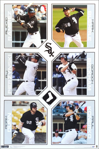 Chicago White Sox "6-Stars" MLB Action Poster (Ramirez, Buehrle, Konerko, AJ, Dunn, Beckham) - Costacos 2011