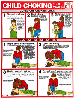 Child Choking First Aid Wall Chart Poster (AHA/ARC Guidelines)- Fitnus Corp.