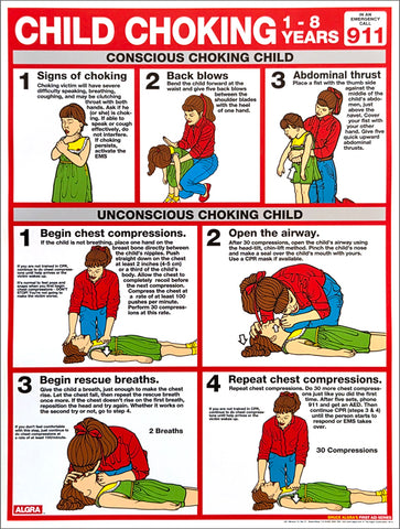 Child Choking First Aid Wall Chart Poster (AHA/ARC Guidelines)- Fitnus Corp.
