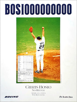Chris Bosio Seattle Mariners No-Hitter (1993) Commemorative Poster - Seattle Times