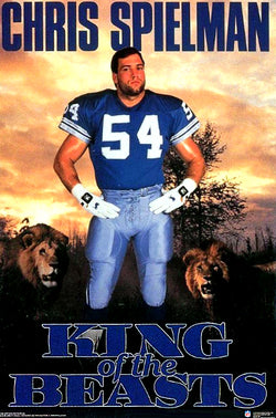 Chris Spielman "King of the Beasts" Detroit Lions Vintage Original 1990 NFL Theme Poster - Costacos Final Stock Collection