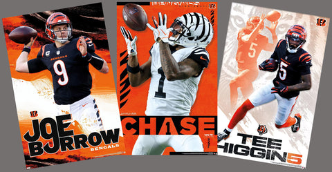 COMBO: Cincinnati Bengals NFL Superstars 3-Poster Combo (Burrow, Chase, Higgins)