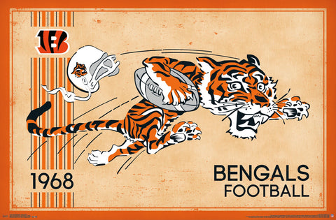 Cincinnati Bengals Retro Logo c.1968 Official NFL Football Team Poster - Costacos Sports
