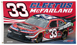 Cleetus McFarland NASCAR #33 Tommy's Chevrolet Camaro (2026) Official 3'x5' Deluxe Flag - Wincraft Inc.