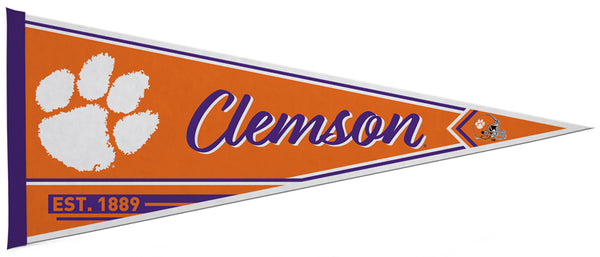 Clemson Tigers Football Classic-Style Official NCAA Team Felt Pennant - Rico Inc.
