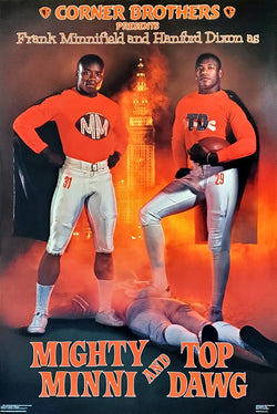 Cleveland Browns "Mighty Minni and Top Dawg" (Frank Minnifield and Hanford Dixon) Vintage Original 1987 NFL Theme Poster - Costacos Final Stock Collection