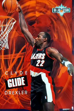 Clyde Drexler "The Glide" Portland Trail Blazers 1993 NBA Action Poster - Costacos Final Stock Collection