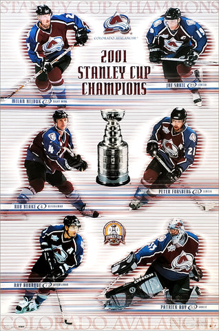 Colorado Avalanche 2001 NHL Stanley Cup Champions 6-Player Commemorative Poster - Costacos Sports