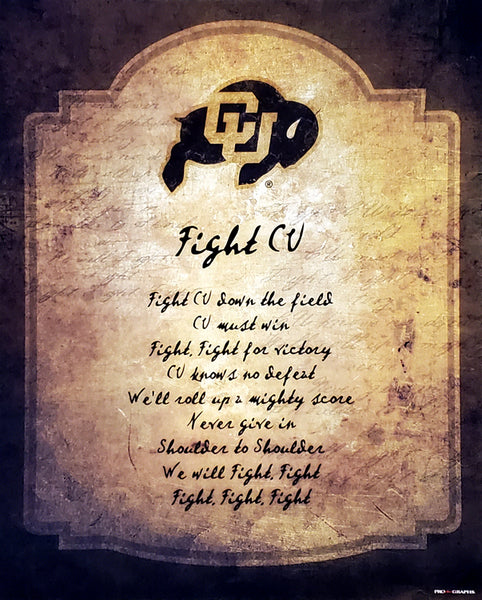 Colorado Buffaloes "Fight CU" Official Fight Song Poster Print - ProGraphs