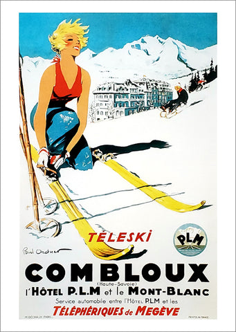 Classic Skiing "Combloux Spring Belle" c.1930 Vintage Poster Reproduction - Editions Clouet