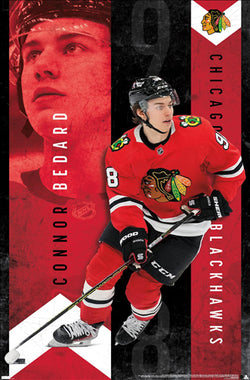 Connor Bedard "Red Hot" Chicago Blackhawks NHL Hockey Action Poster - Costacos 2024