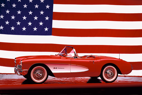 1957 Corvette "American Classic" Patriotic Sportscar 24x36 Wall Poster - Eurographics Inc.