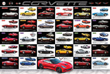 Chevrolet Corvette Evolution (29 Classic Sportscars) Official Automobile History 24x36 Wall Poster - Eurographics