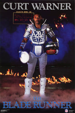 Curt Warner "The Blade Runner" Seattle Seahawks Vintage Original 1988 NFL Theme Poster - Costacos Final Stock Collection