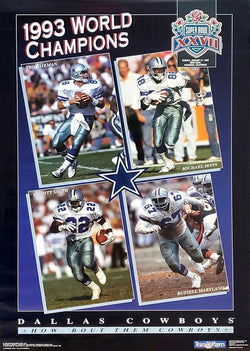 Dallas Cowboys Super Bowl XXVII (1993) CHAMPIONS Vintage Original NFL Poster - Costacos Final Stock Collection