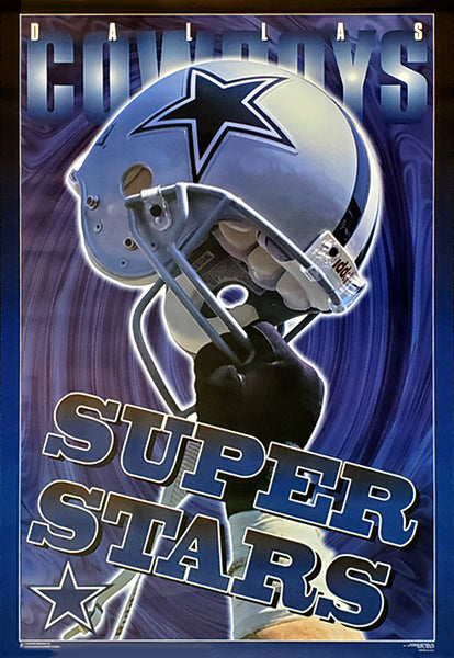football helmet and cowboys star Dallas Cowboys "Super Stars" Raised Helmet NFL Theme Poster