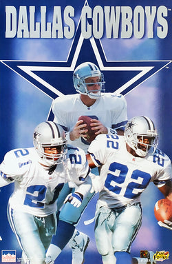 Dallas Cowboys "Three Stars" (Troy Aikman, Deion Sanders, Emmitt Smith) Poster - Starline 1997