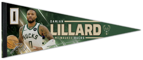 *SHIPS 12/1* Damian Lillard "Superstar" Milwaukee Bucks Premium Felt Collector's PENNANT - Wincraft Inc.