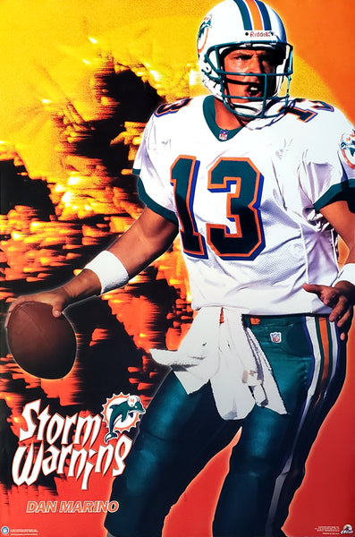 Dan Marino "Storm Warning" Miami Dolphins Vintage Original 1997 NFL Theme Action Poster - Costacos Final Stock Collection
