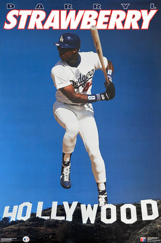 Darryl Strawberry "Hollywood" Los Angeles Dodgers MLB Baseball Poster - Costacos 1992