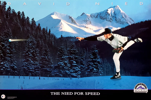 David Nied "The Nied For Speed" Colorado Rockies 1993 MLB Poster - Costacos Final Stock Collection