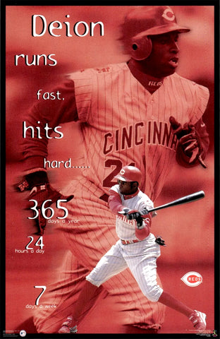 Deion Sanders "24-7-365" Cincinnati Reds Poster - Costacos Brothers 1997