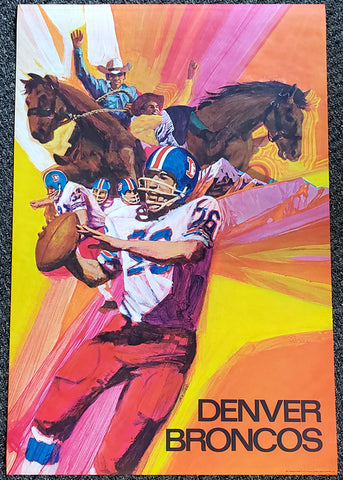 Denver Broncos NFL Collectors Series Vintage Original Theme Art Poster (1970)