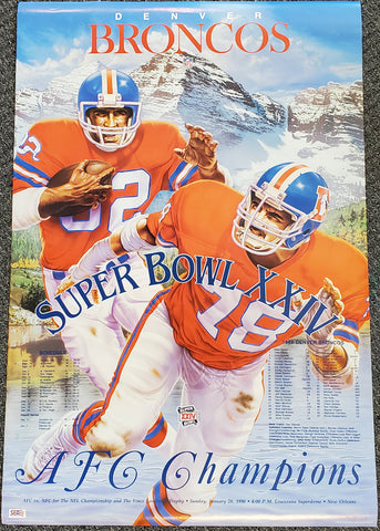 Denver Broncos 1989 AFC Champions (Super Bowl XXIV) Commemorative Poster - SEA