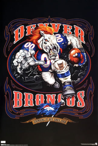 Denver Broncos "Grinding it Out" Team Theme Art Poster - Costacos Sports/Liquid Blue