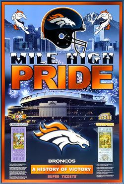 Denver Broncos "History of Victory" Super Bowl XXXII-XXXIII Champions Commemorative Poster - Action Images