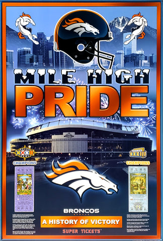 Denver Broncos "History of Victory" Super Bowl XXXII-XXXIII Champions Commemorative Poster - Action Images