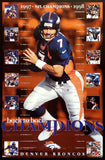 Denver Broncos Back-to-Back Super Bowl Champions Commemorative Poster - Costacos 1999